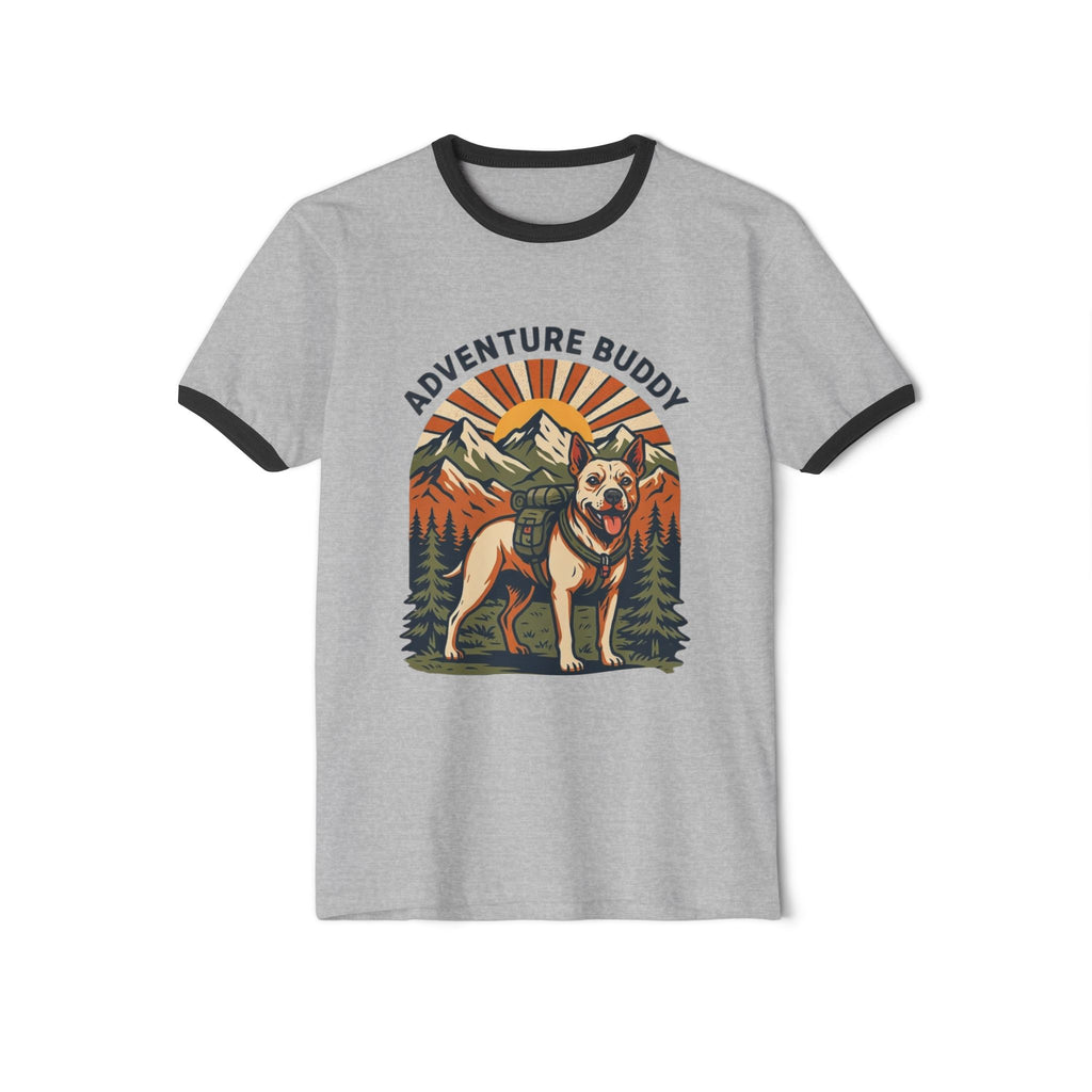 Adventure Buddy T-Shirt — pitbull Hiking Dog Graphic Ringer Tee