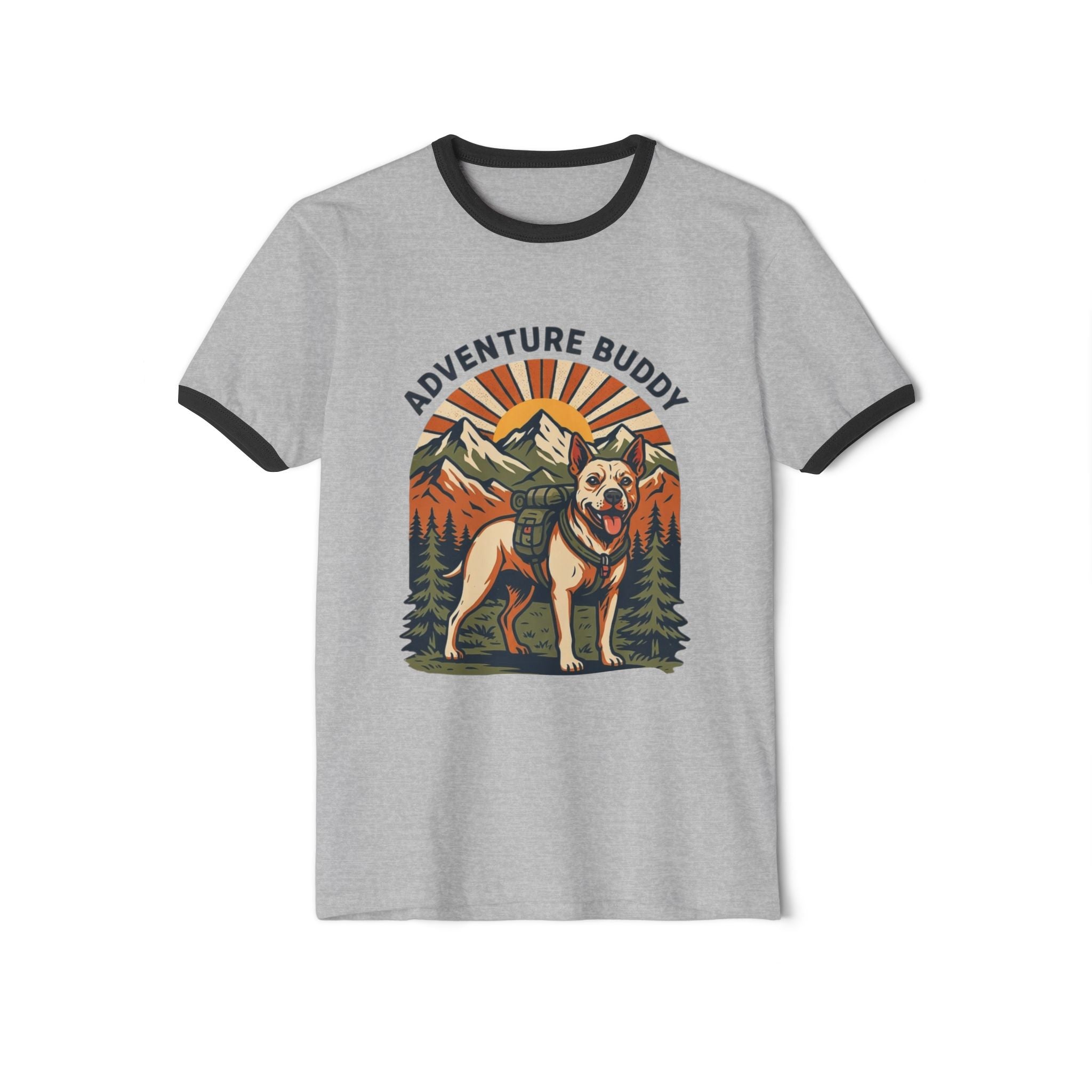 Adventure Buddy T-Shirt — pitbull Hiking Dog Graphic Ringer Tee