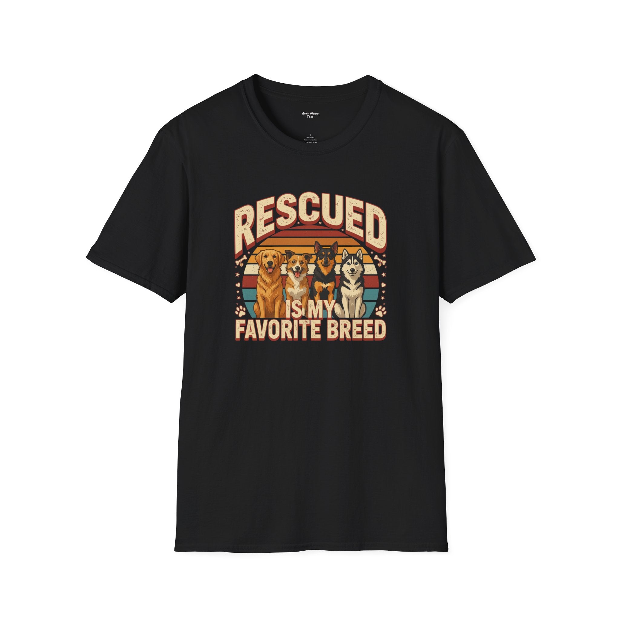 Rescued Is My Favorite Breed T-Shirt — Retro Rescue Dog Lover Tee