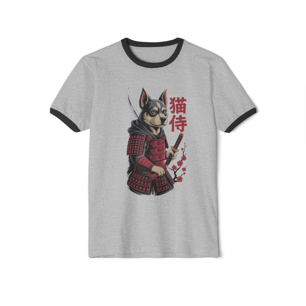 Samurai Dog Tee — Dog Samurai Ringer T-Shirt with Kanji