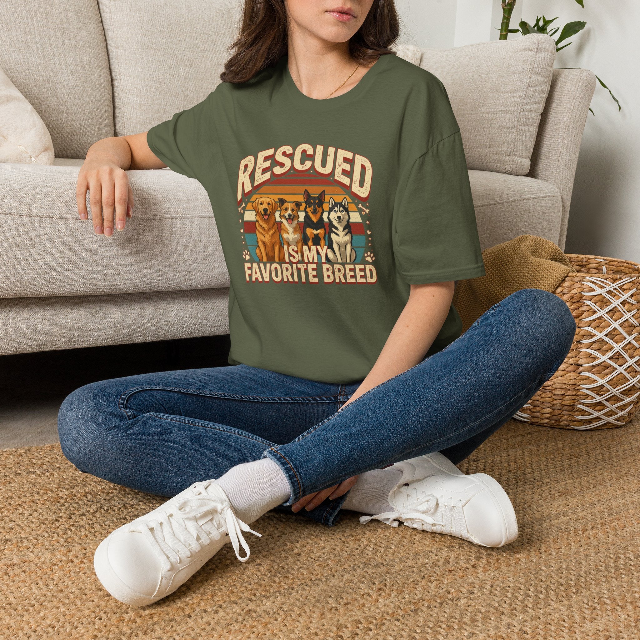 Rescued Is My Favorite Breed T-Shirt — Retro Rescue Dog Lover Tee