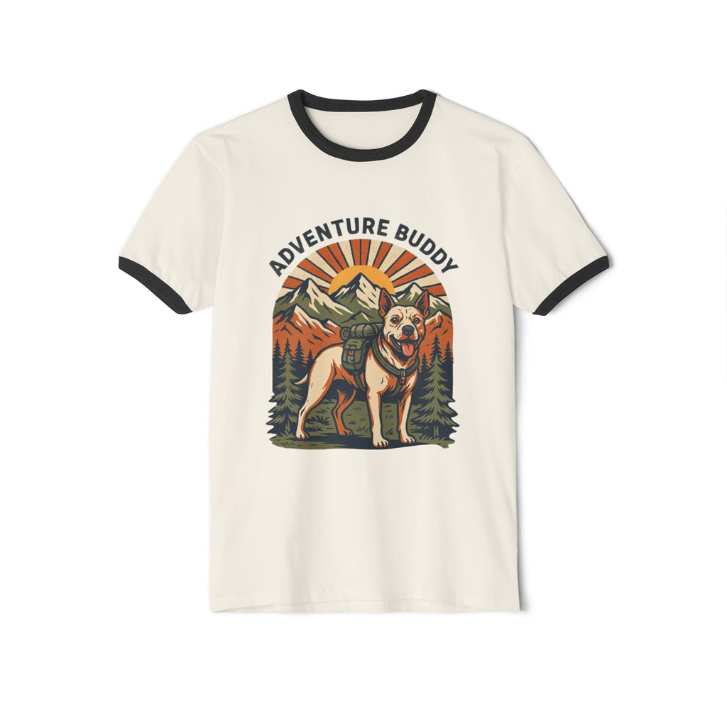 Adventure Buddy T-Shirt — pitbull Hiking Dog Graphic Ringer Tee