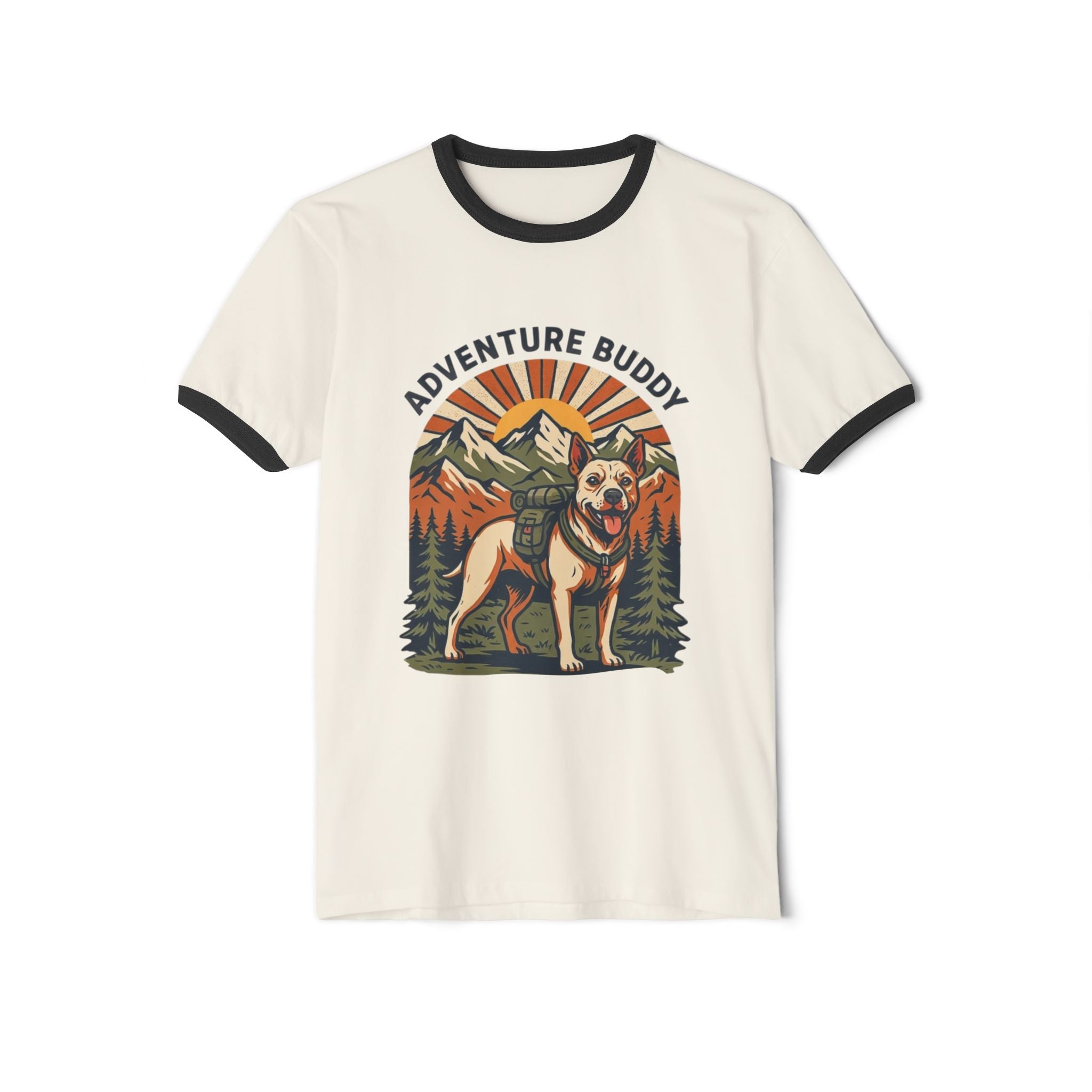 Adventure Buddy T-Shirt — pitbull Hiking Dog Graphic Ringer Tee