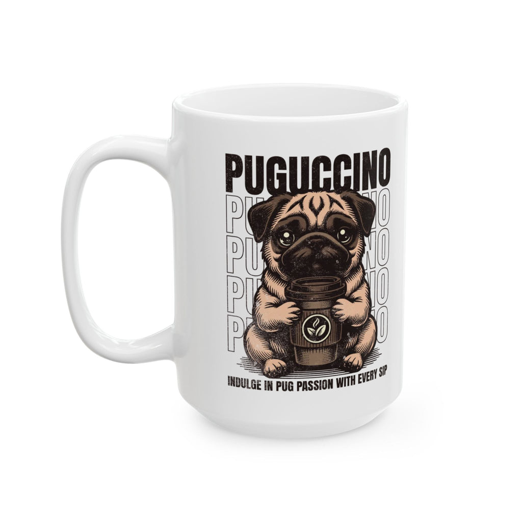 Puguccino Pug Dog Mug 15oz White