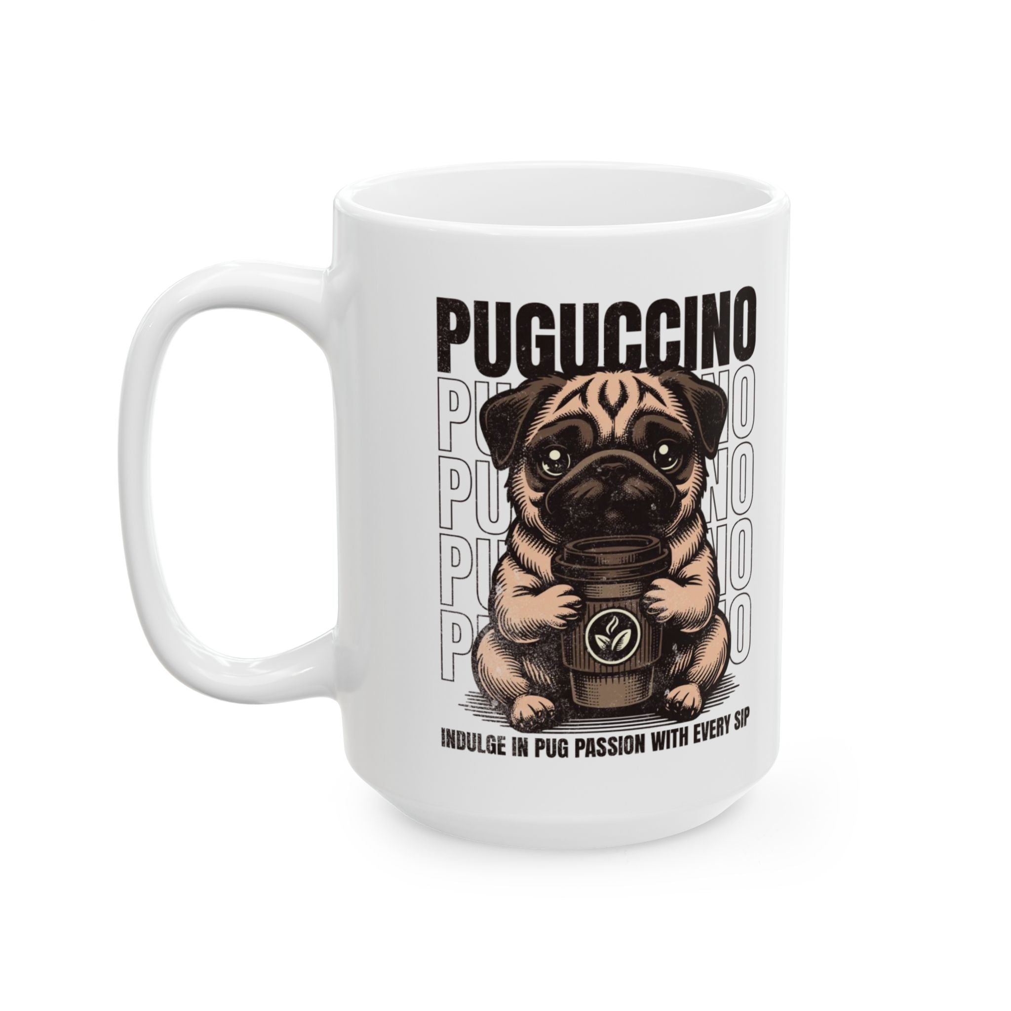 Puguccino Pug Dog Mug 15oz White