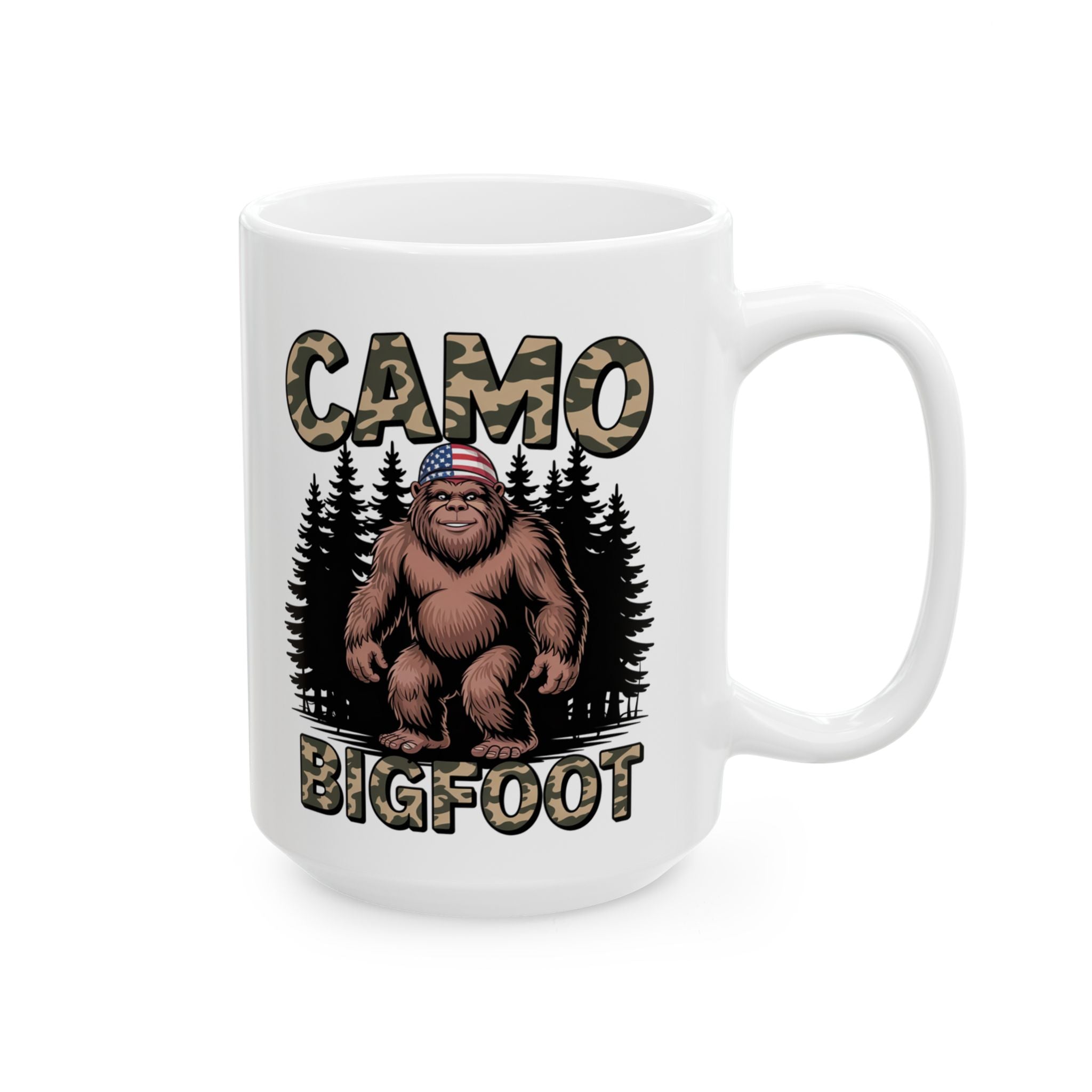 Camo Bigfoot coffee mug - Sasquatch Coffee Mug
