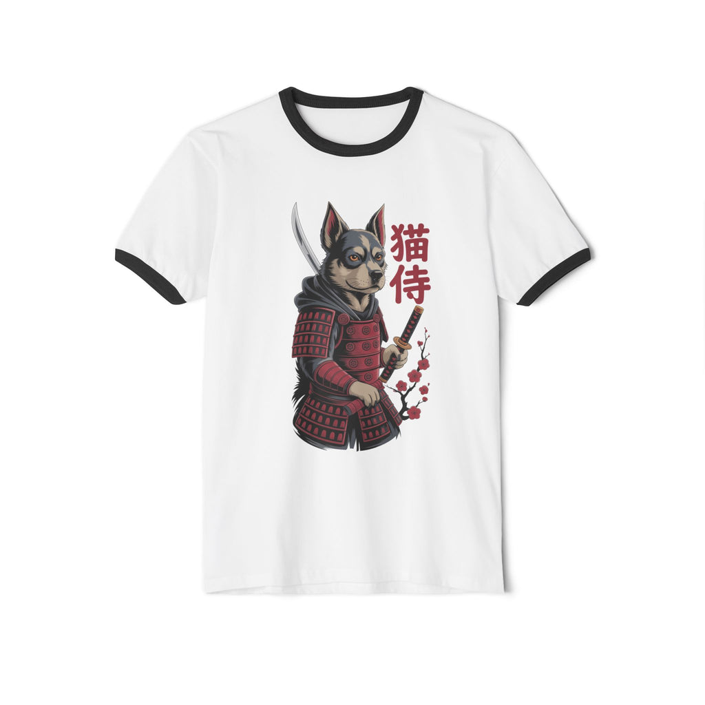 Samurai Dog Tee — Dog Samurai Ringer T-Shirt with Kanji