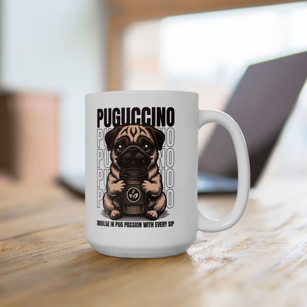 Puguccino Pug Dog Mug 15oz White