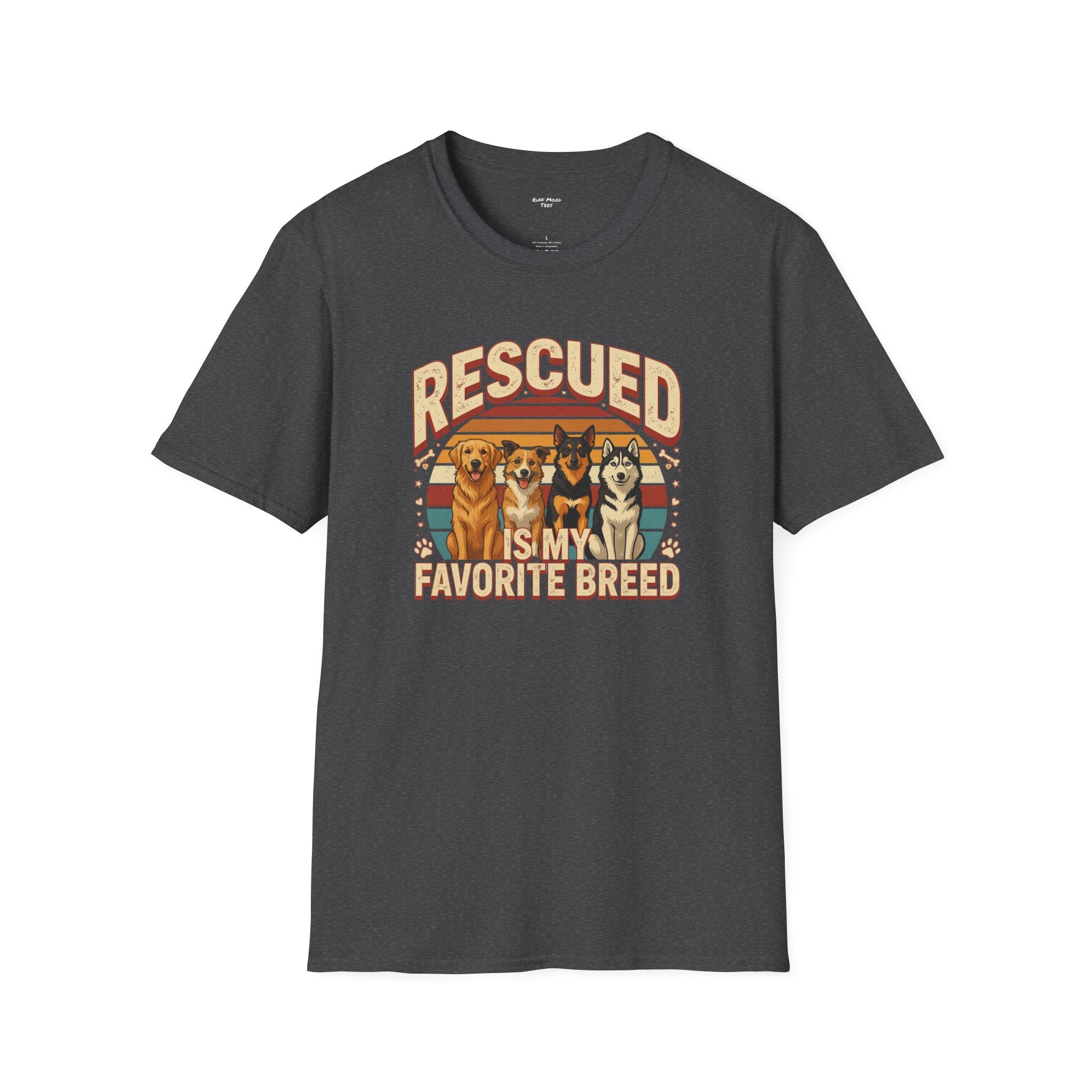 Rescued Is My Favorite Breed T-Shirt — Retro Rescue Dog Lover Tee