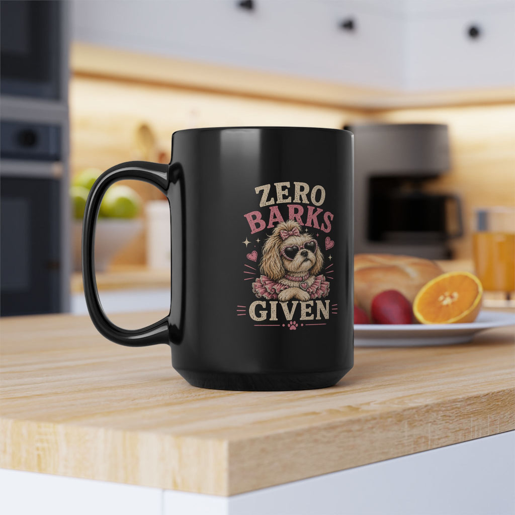 Zero Barks Given Dog Mug — Funny Poodle Coffee Cup (15oz)