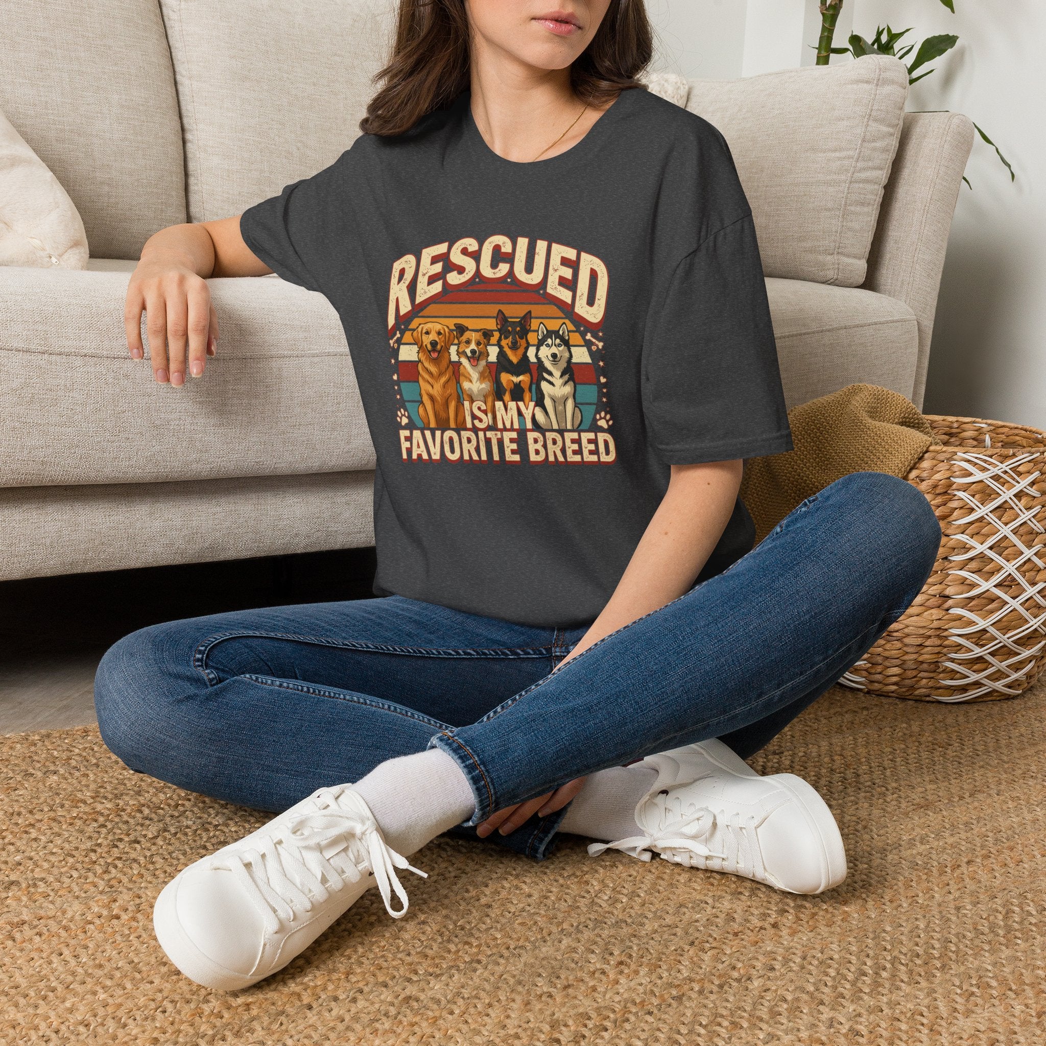 Rescued Is My Favorite Breed T-Shirt — Retro Rescue Dog Lover Tee