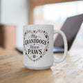 Grandma Who Loves Dogs Ceramic Mug – Paw Print Floral Coffee Cup (11oz, 15oz)