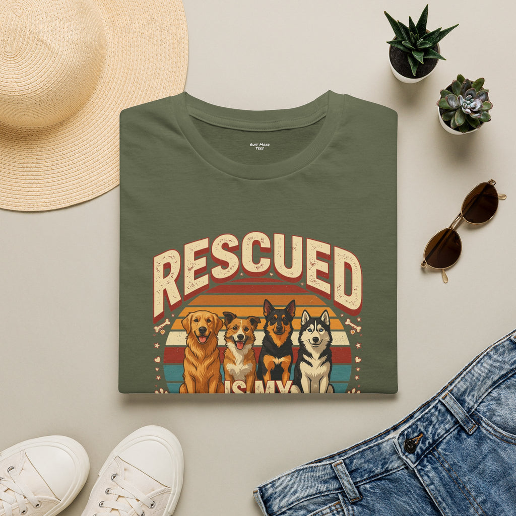 Rescued Is My Favorite Breed T-Shirt — Retro Rescue Dog Lover Tee