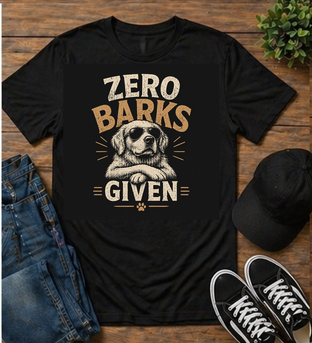 Dog T-Shirt — "Zero Barks Given" Funny Dog Graphic Tee