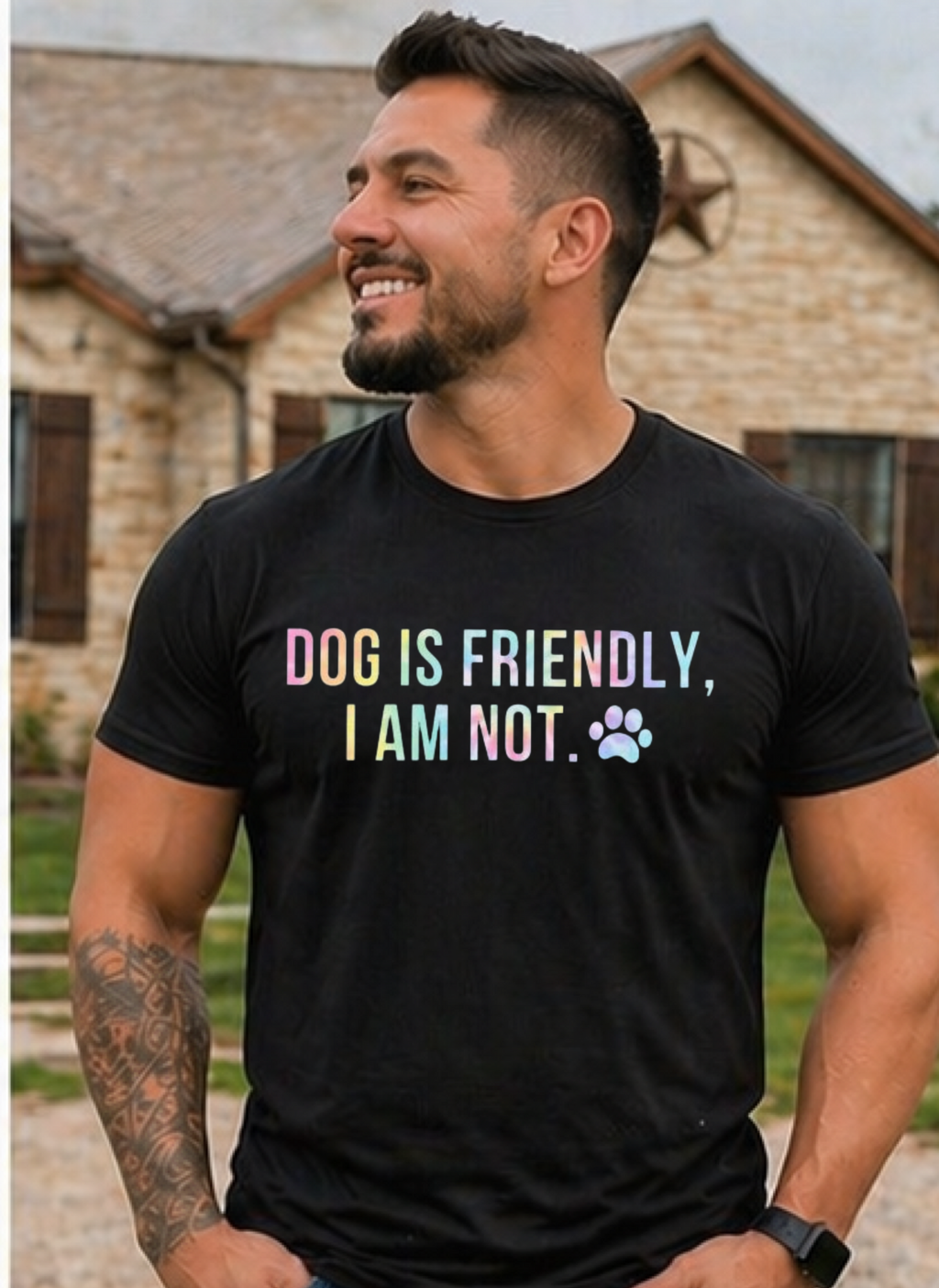 T-Shirt — "Dog Is Friendly, I Am Not" Funny Anti-Social Dog Lover Tee