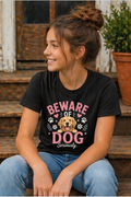 Youth Tee — "Beware of Dog Seriously" Cute Golden Retriever Graphic
