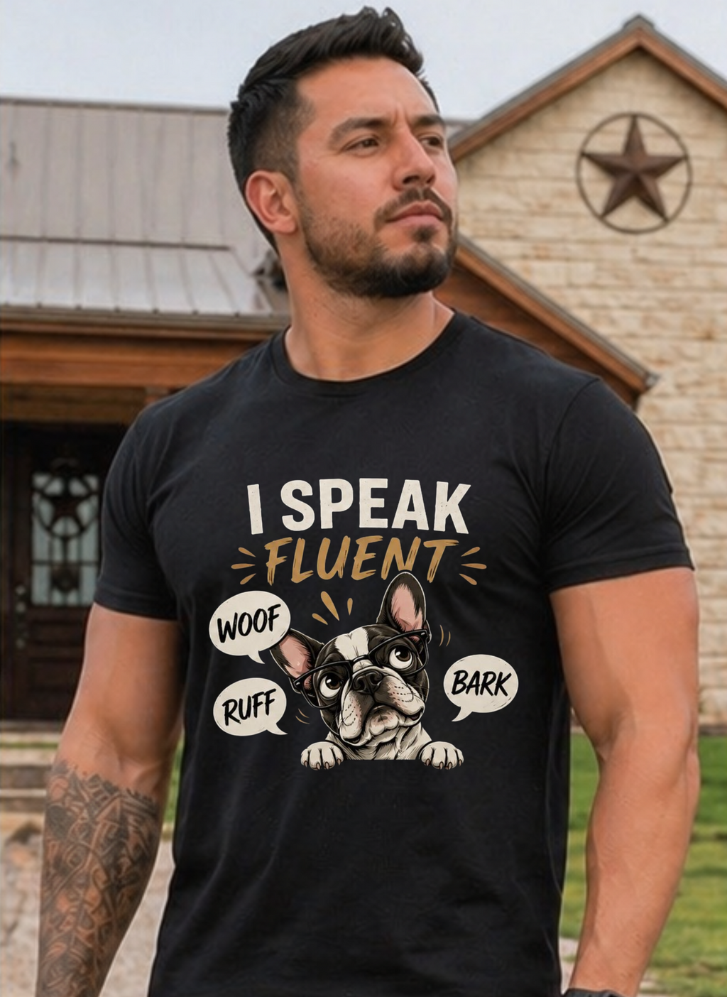 I Speak Fluent Woof - French Bulldog Dog T-Shirt