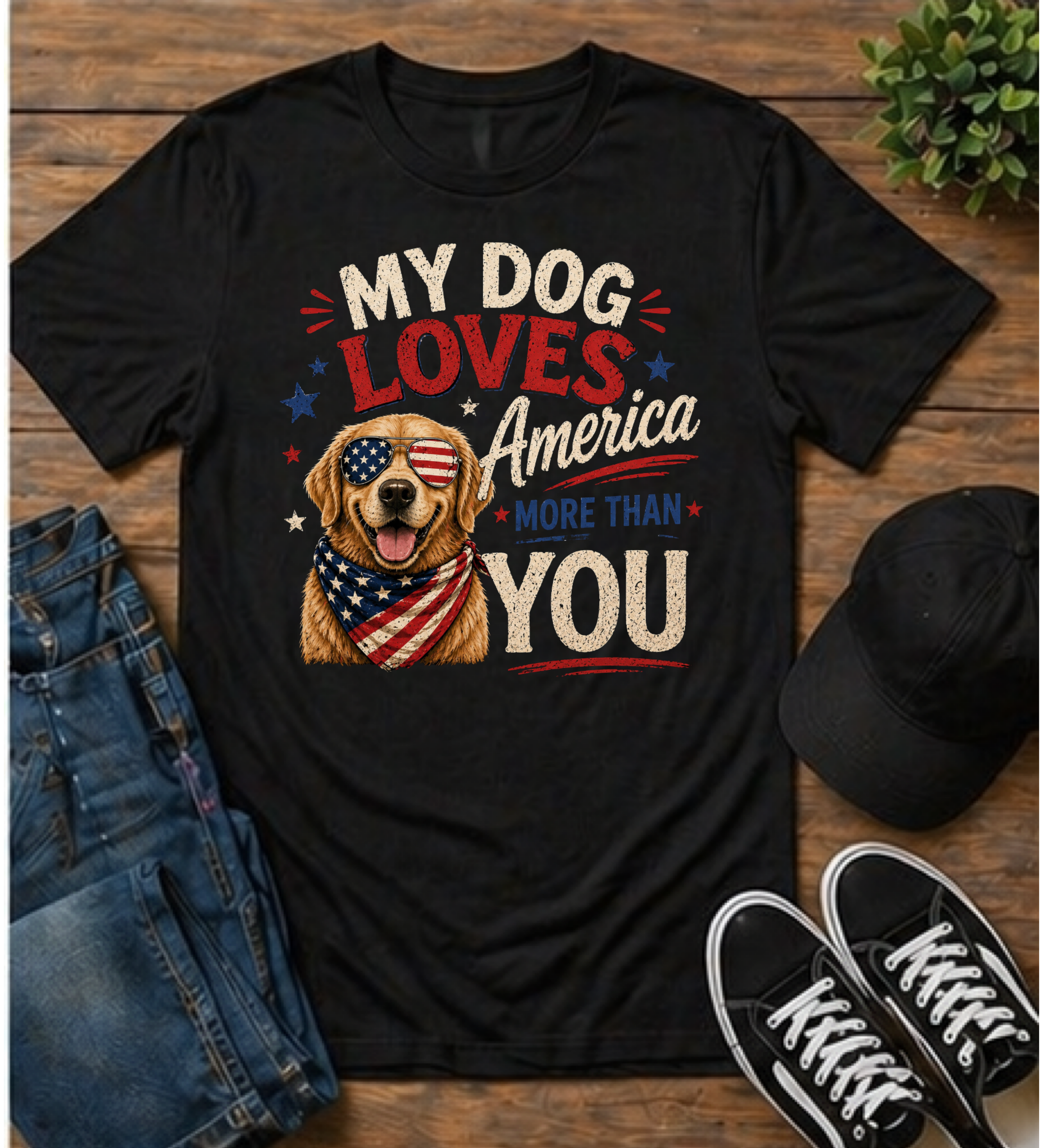Patriotic Dog T-Shirt - "My Dog Loves America More Than You"