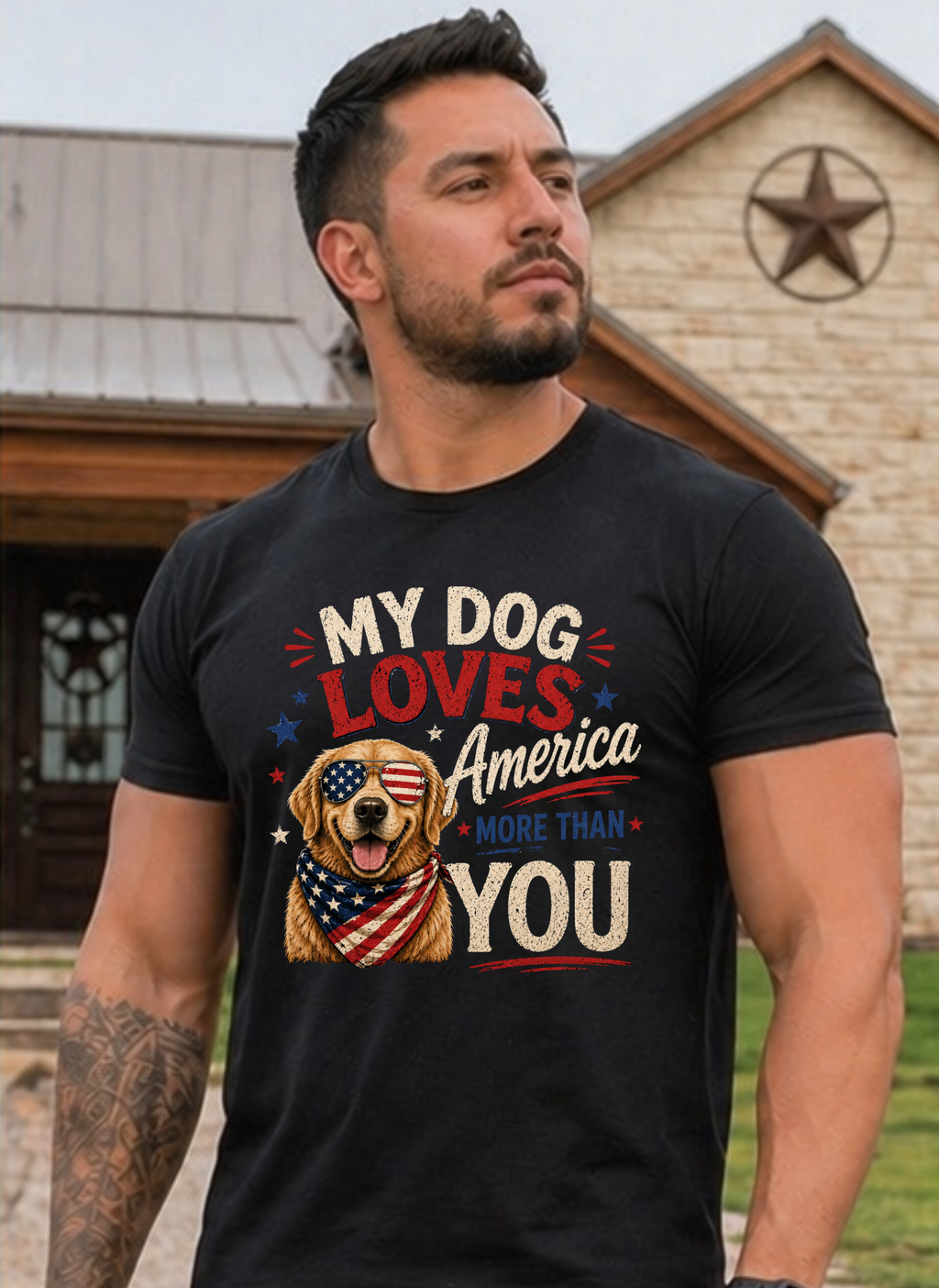 Patriotic Dog T-Shirt - "My Dog Loves America More Than You"