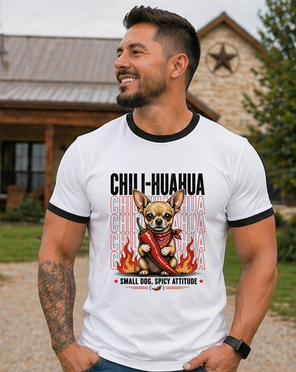 Chili-huahua Ringer T-Shirt Funny Dog Tshirt Gift