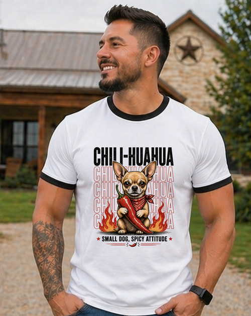 Chili-huahua Ringer T-Shirt Funny Dog Tshirt Gift
