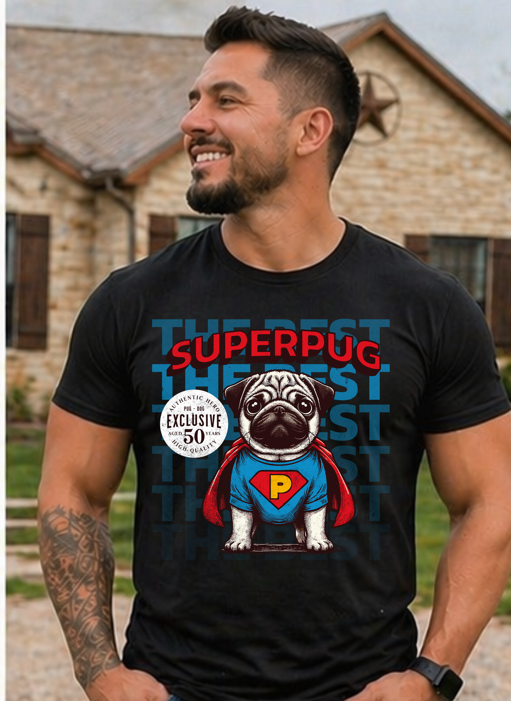 Superpug Graphic T-Shirt — Cute Pug Superhero Tee