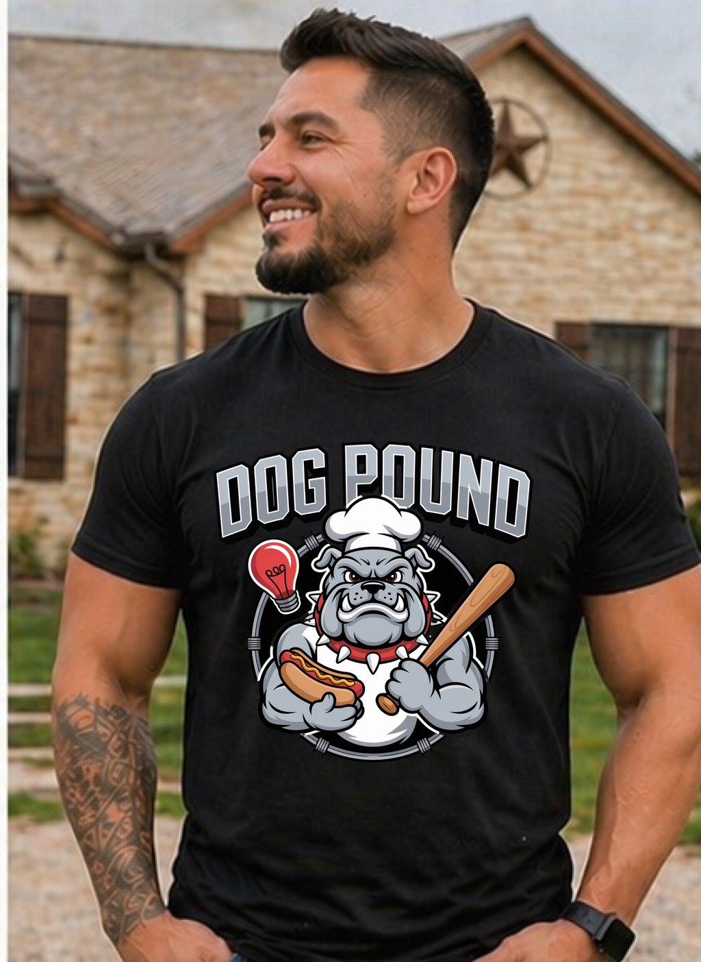 Dog Pound Bulldog Baseball T-Shirt — Retro Mascot Tee for Fans & Teams