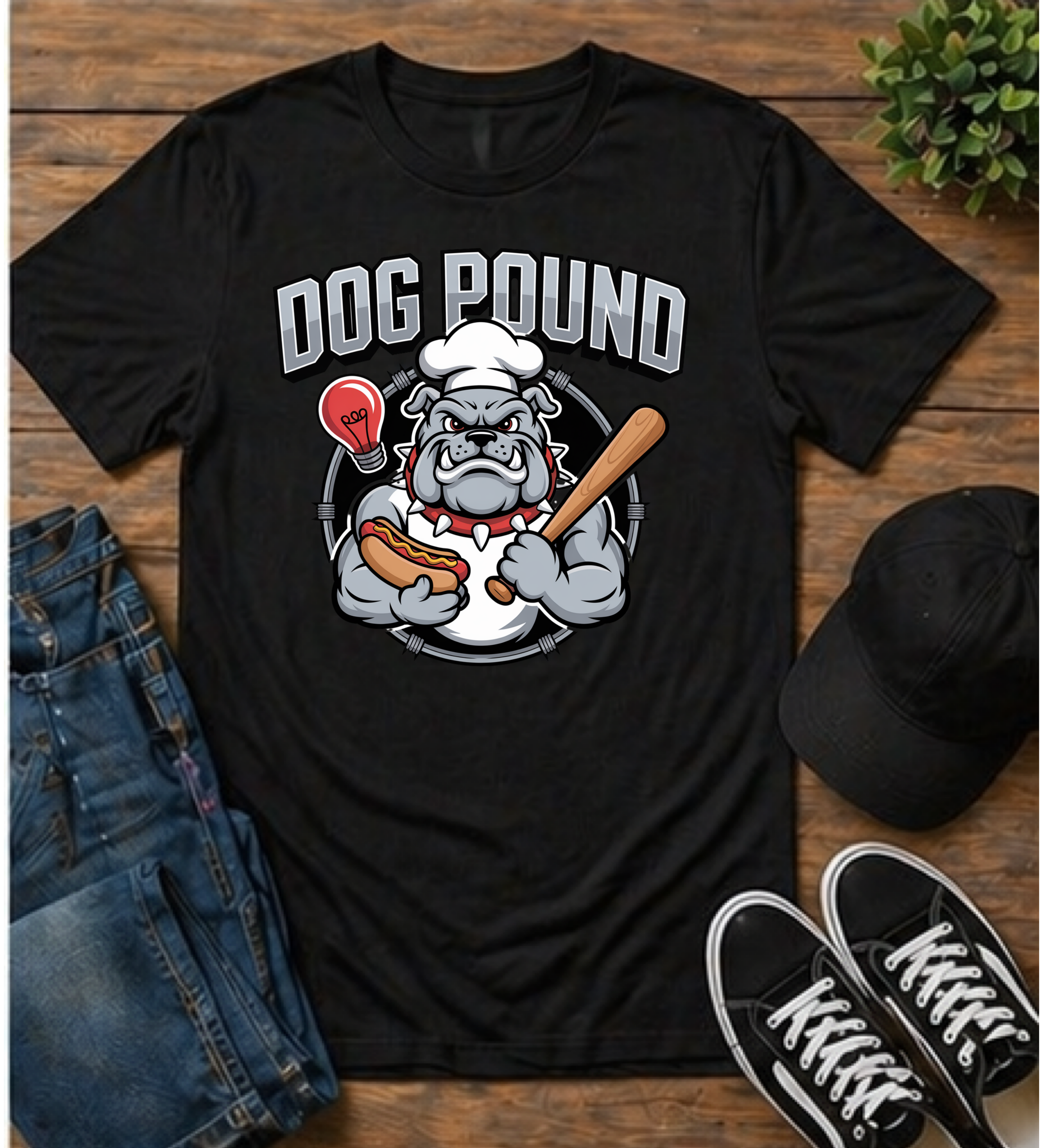 Dog Pound Bulldog Baseball T-Shirt — Retro Mascot Tee for Fans & Teams