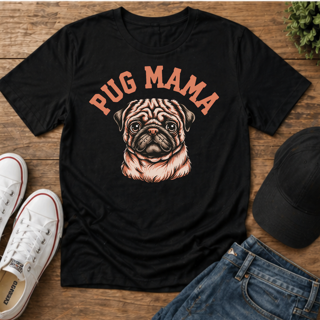 Pug Mama T-Shirt — Cute Pug Graphic Tee for Dog Lovers, Mother's Day Gift