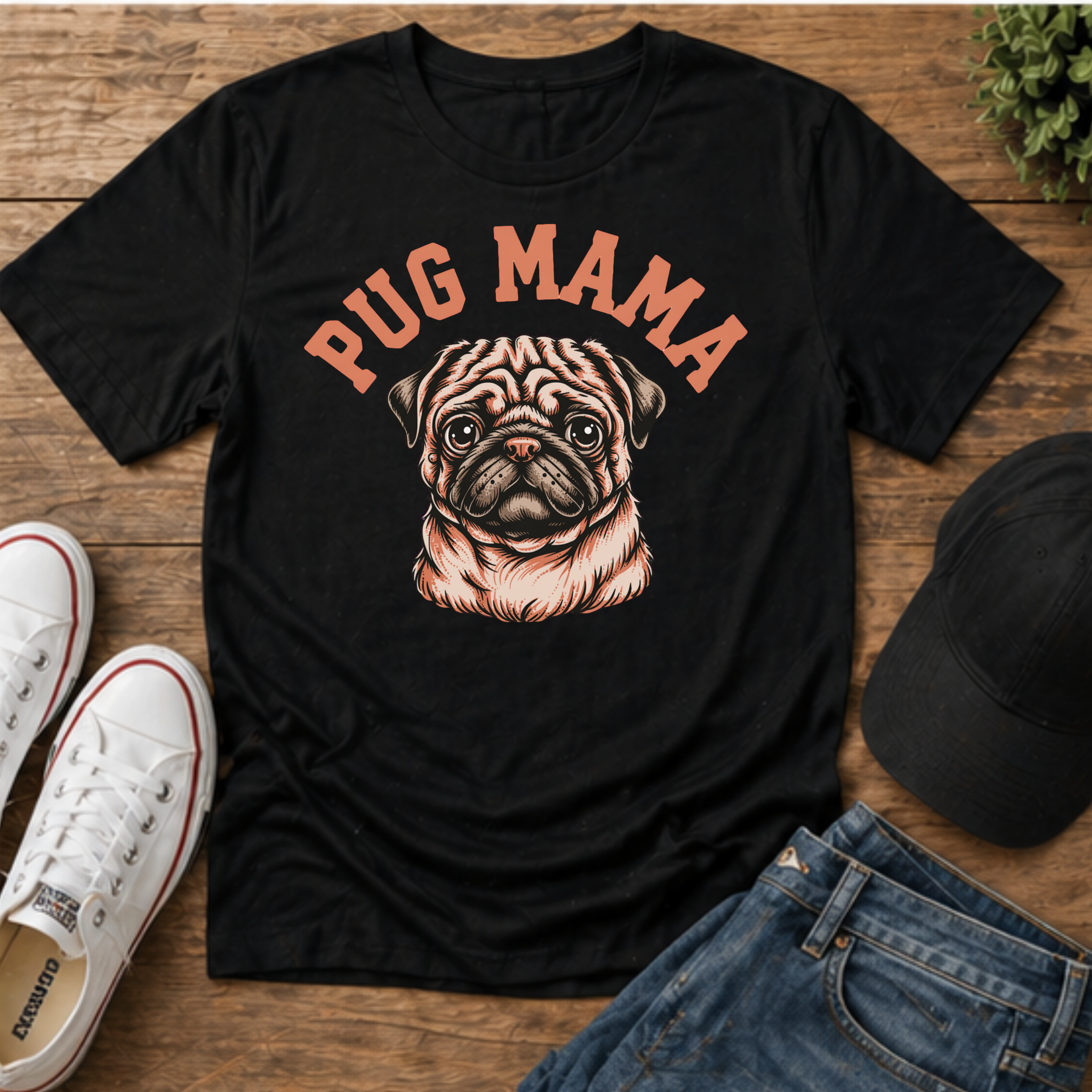 Pug Mama T-Shirt — Cute Pug Graphic Tee for Dog Lovers, Mother's Day Gift