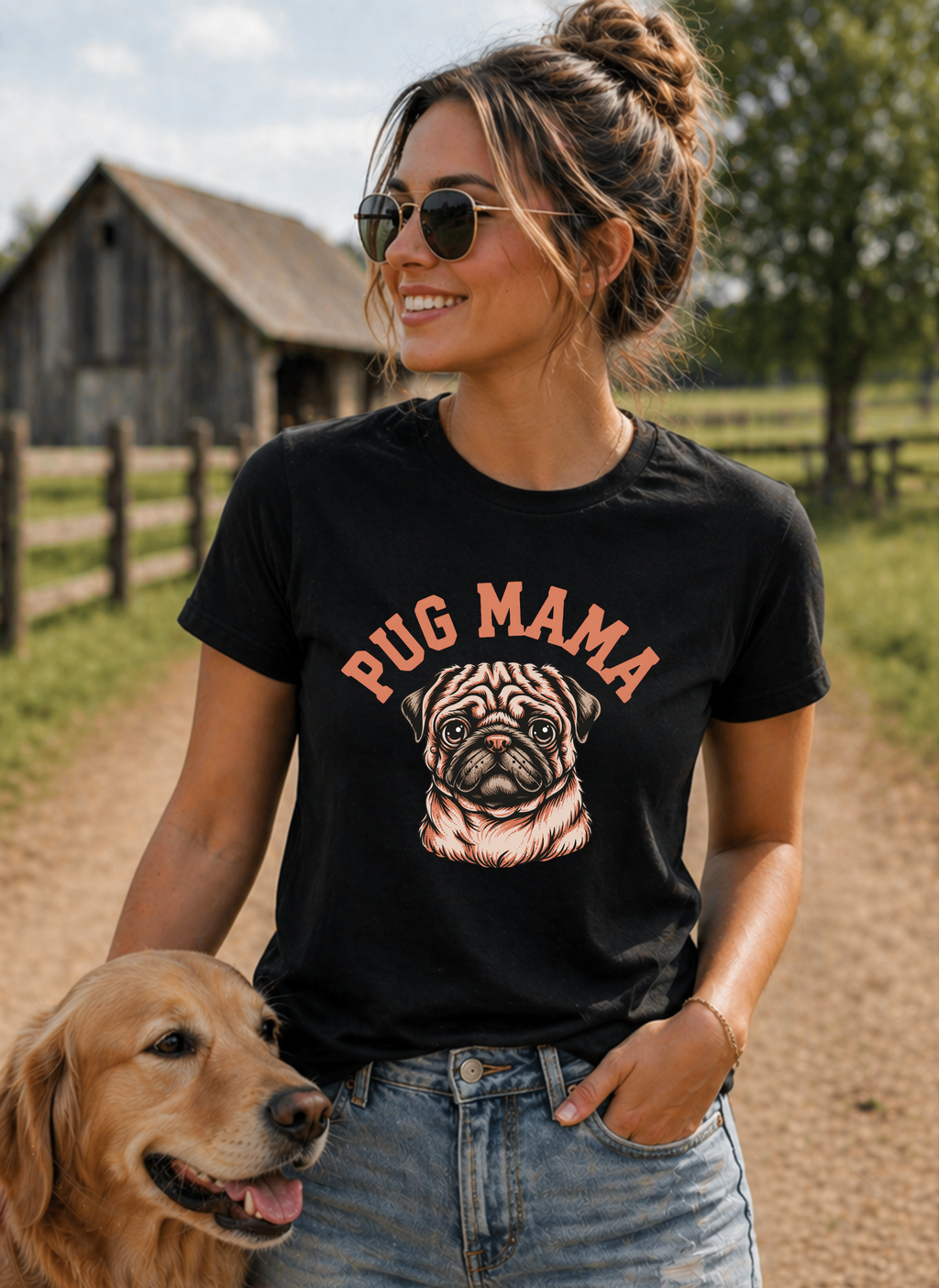 Pug Mama T-Shirt — Cute Pug Graphic Tee for Dog Lovers, Mother's Day Gift