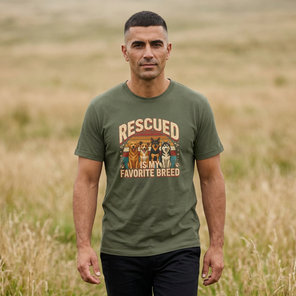 Rescued Is My Favorite Breed T-Shirt — Retro Rescue Dog Lover Tee