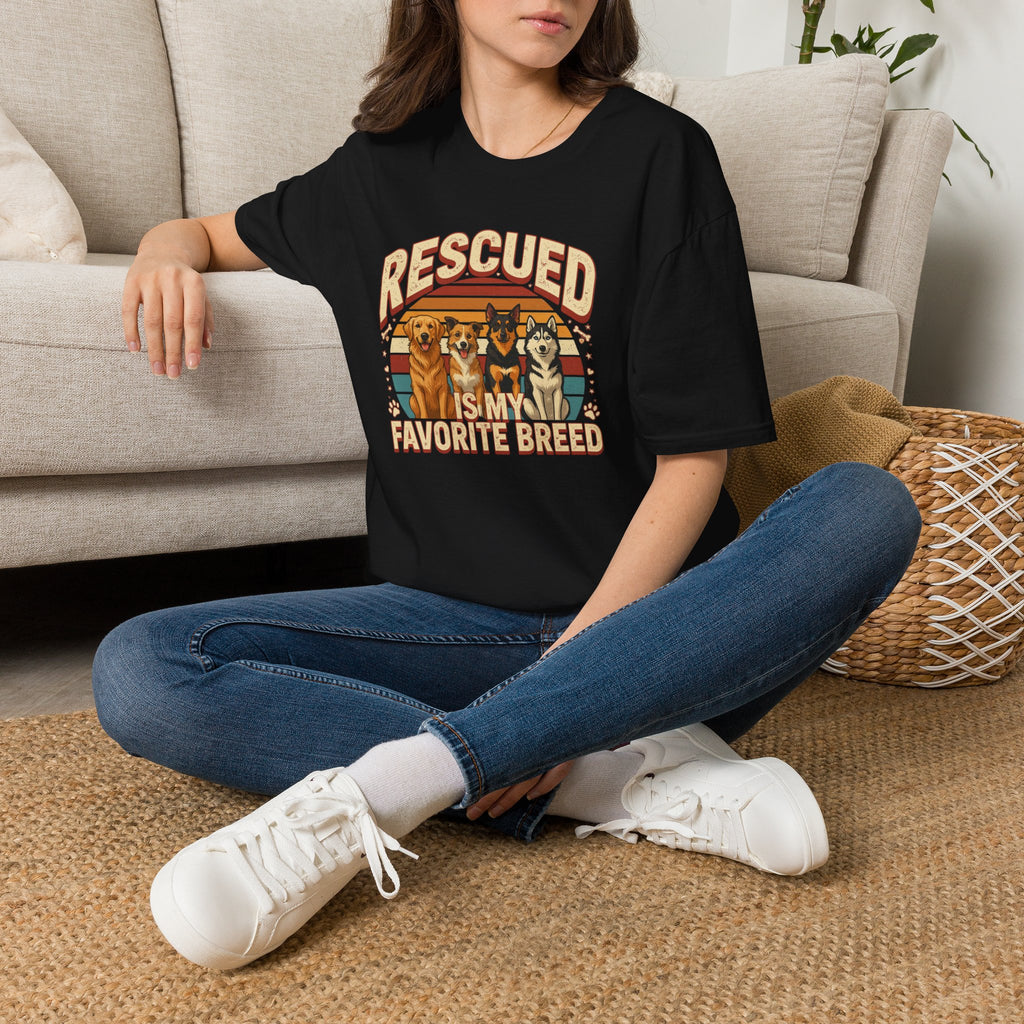 Rescued Is My Favorite Breed T-Shirt — Retro Rescue Dog Lover Tee