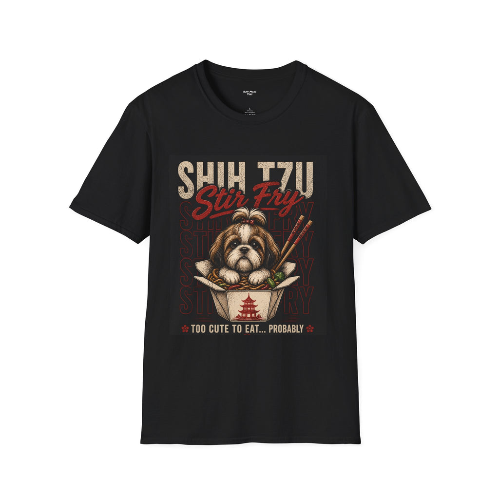 Shih Tzu Stir Fry T-Shirt — "Too Cute to Eat... Probably" Cute Dog Graphic Tee