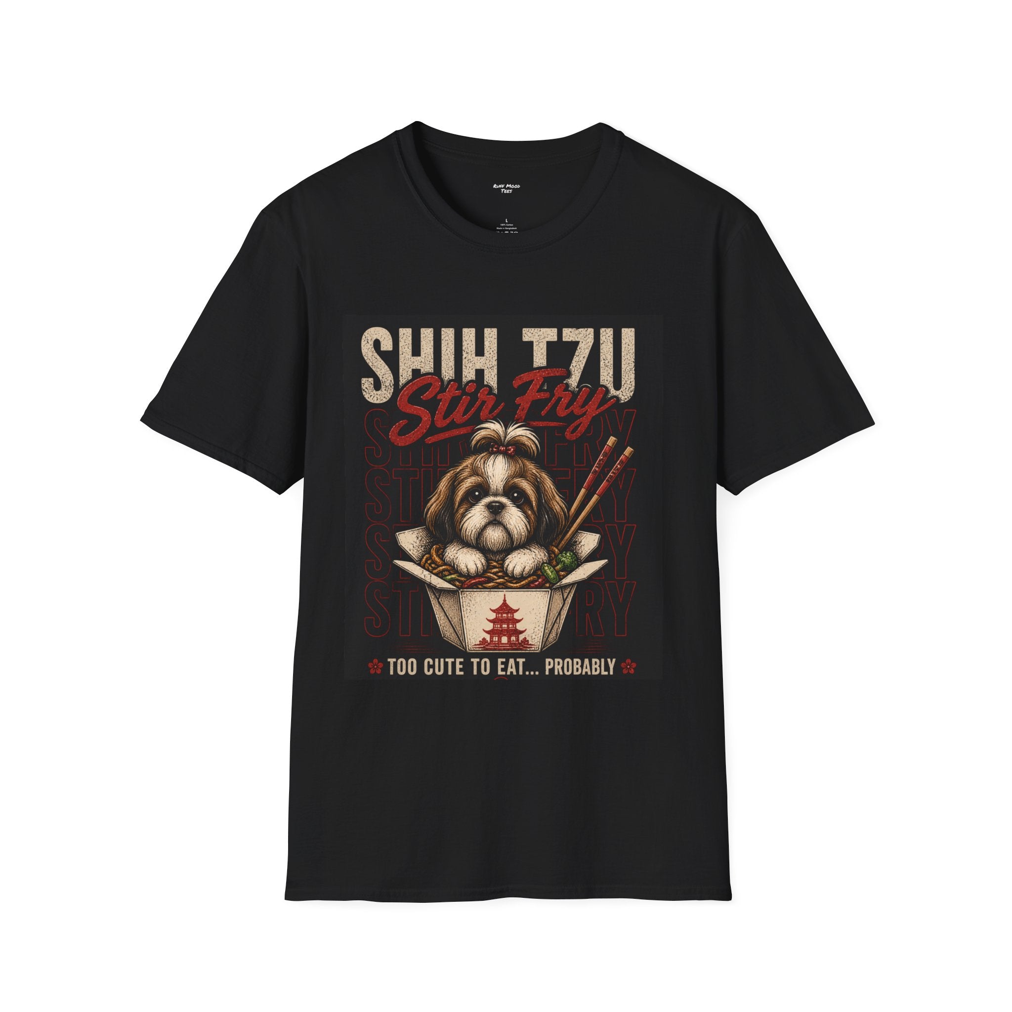 Shih Tzu Stir Fry T-Shirt — "Too Cute to Eat... Probably" Cute Dog Graphic Tee