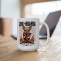 Chihuahua Flames Ceramic Mug — Cute Fiery Dog Coffee Cup 15oz
