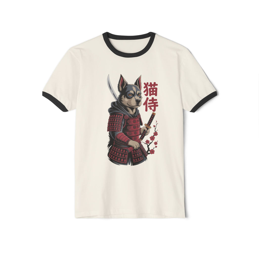 Samurai Dog Tee — Dog Samurai Ringer T-Shirt with Kanji