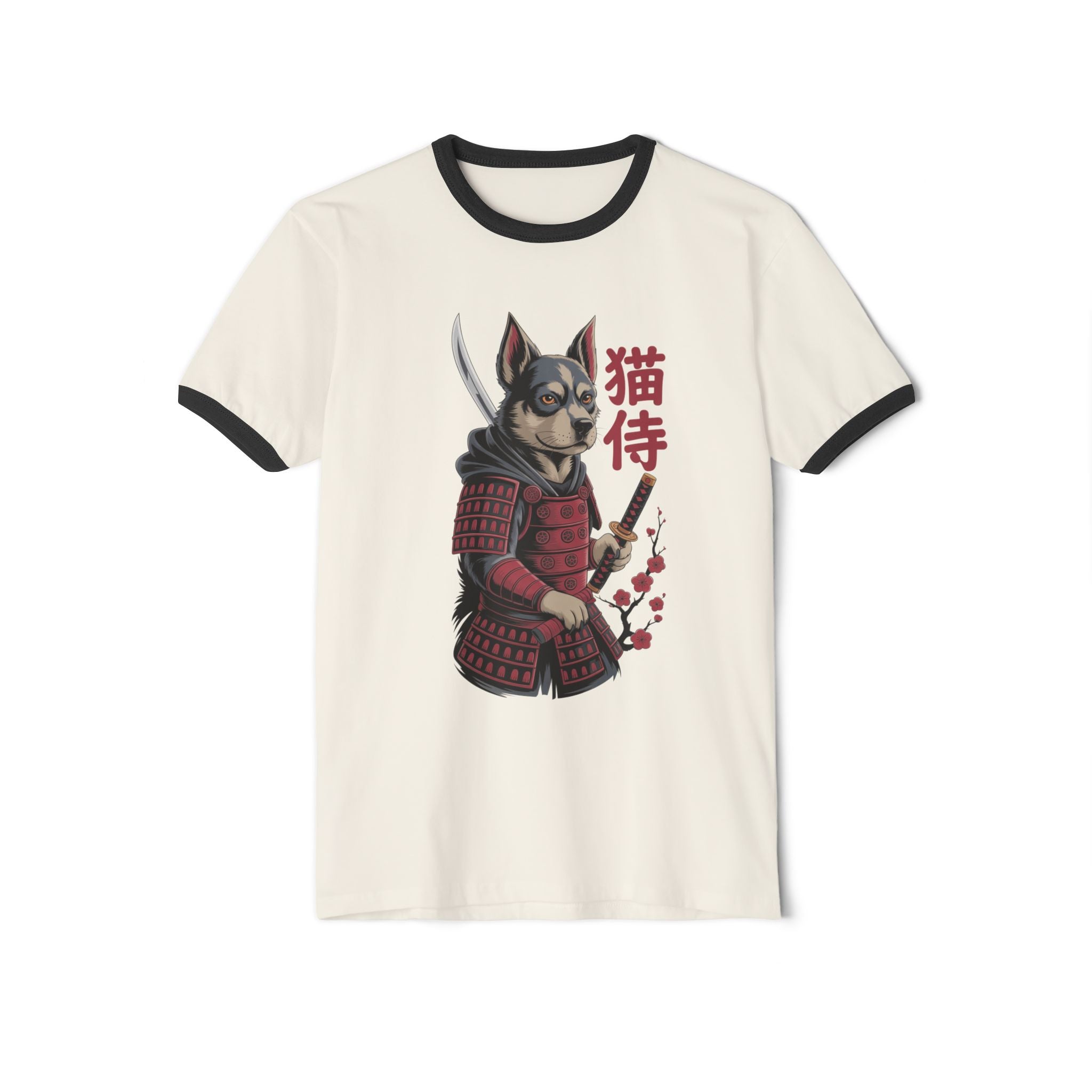 Samurai Dog Tee — Dog Samurai Ringer T-Shirt with Kanji