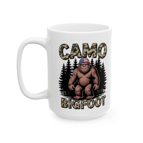 Camo Bigfoot coffee mug - Sasquatch Coffee Mug