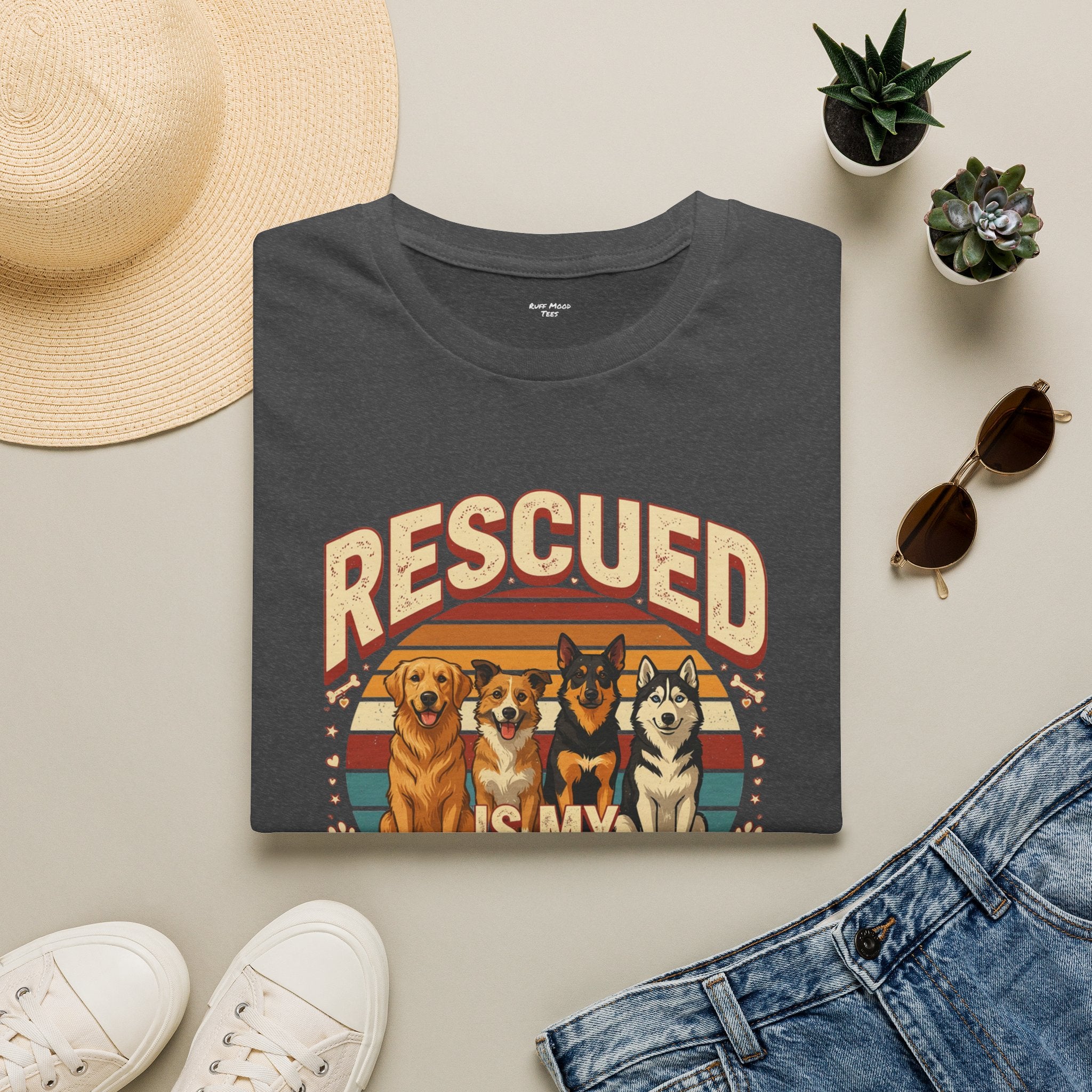 Rescued Is My Favorite Breed T-Shirt — Retro Rescue Dog Lover Tee