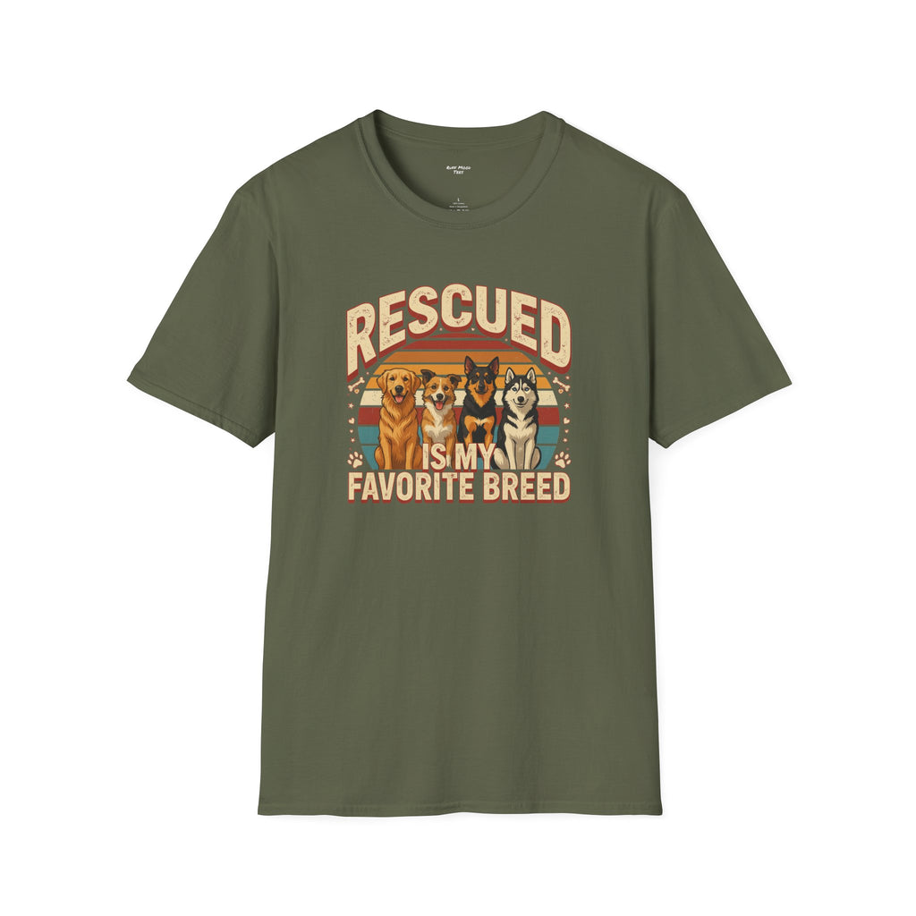 Rescued Is My Favorite Breed T-Shirt — Retro Rescue Dog Lover Tee