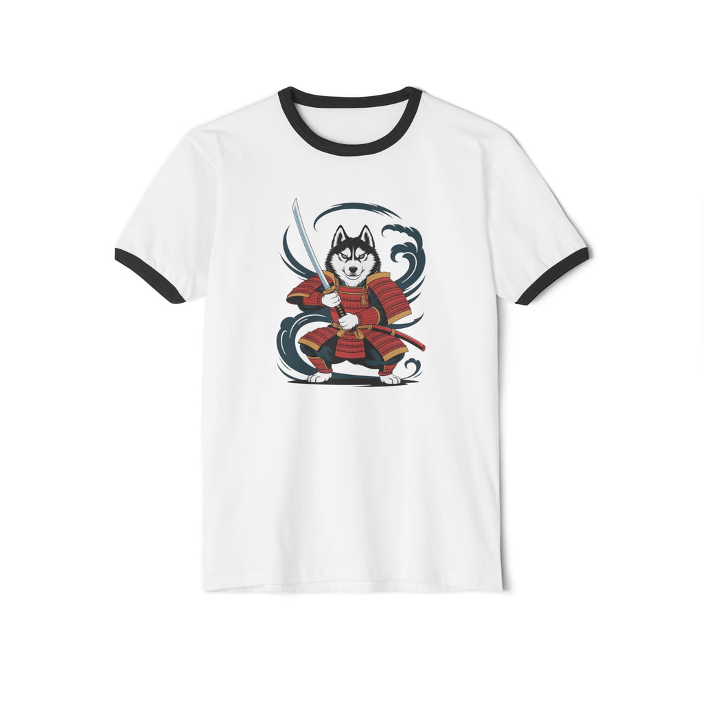 Samurai Husky Ringer T-Shirt Japanese Dog Tee