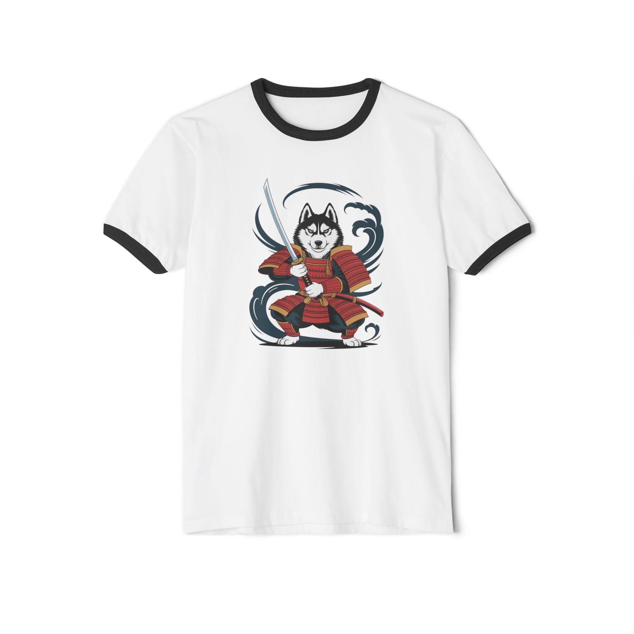 Samurai Husky Ringer T-Shirt Japanese Dog Tee