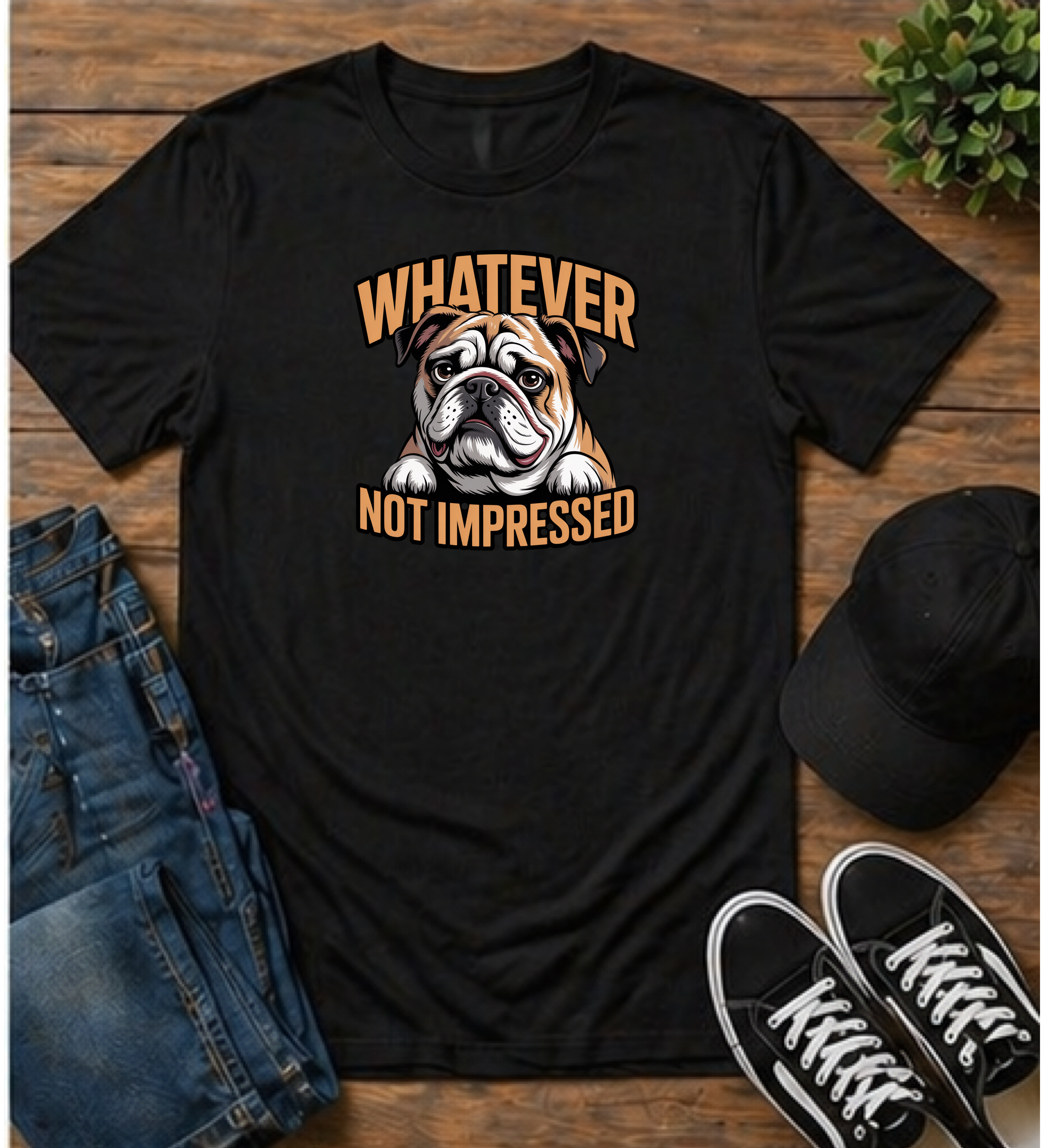 Whatever Not Impressed Bulldog T-Shirt