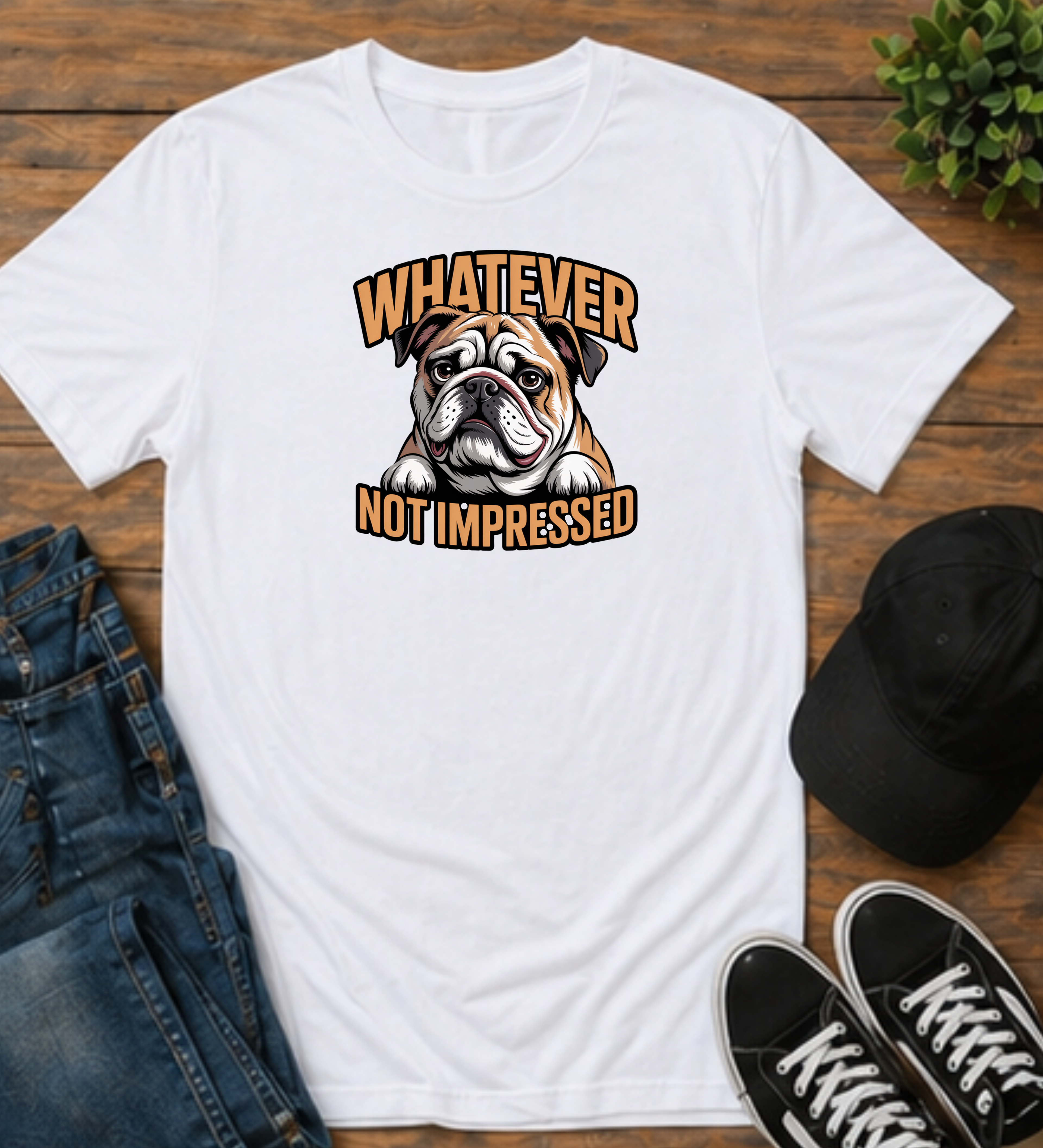 Whatever Not Impressed Bulldog T-Shirt