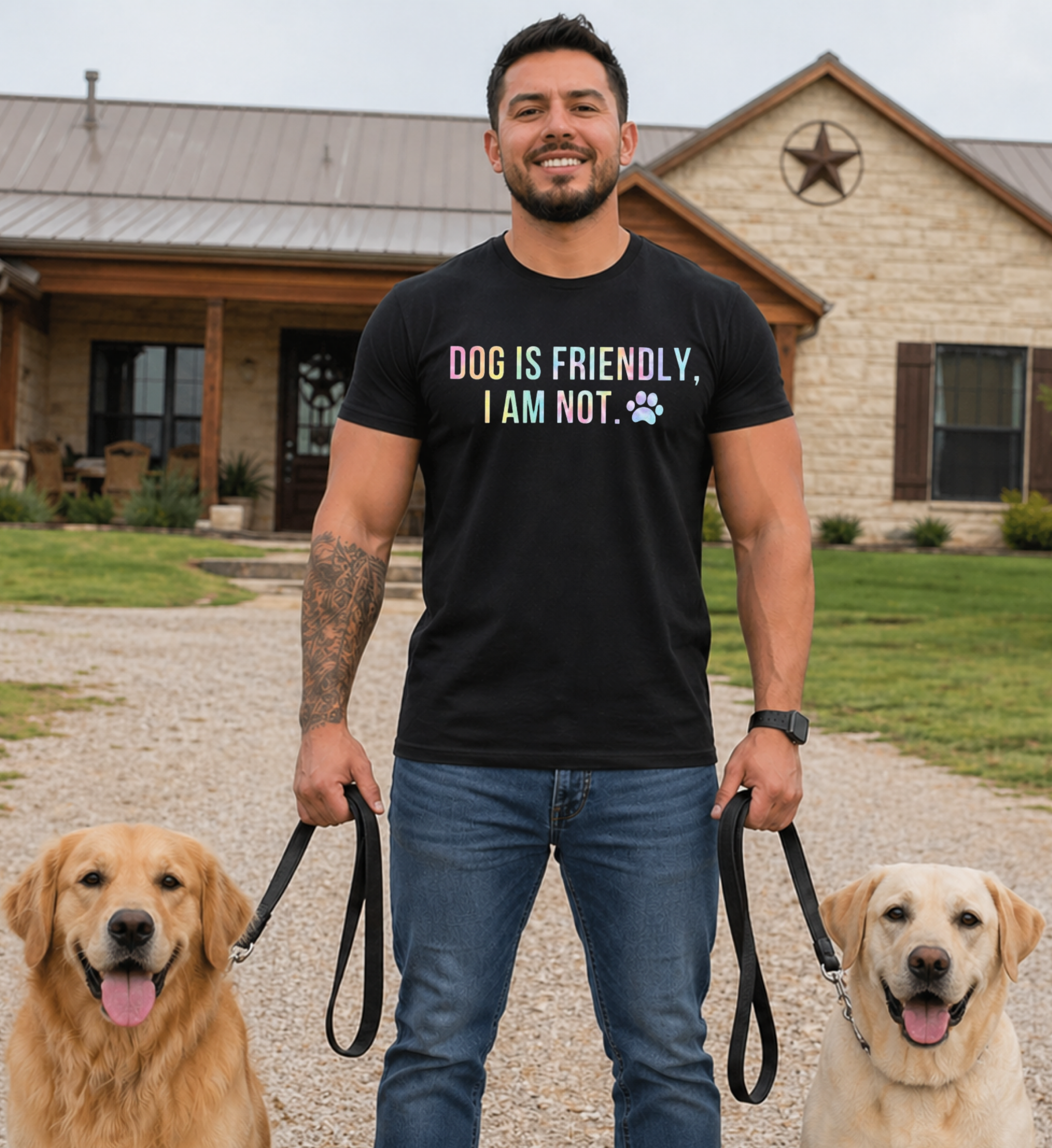 T-Shirt — "Dog Is Friendly, I Am Not" Funny Anti-Social Dog Lover Tee